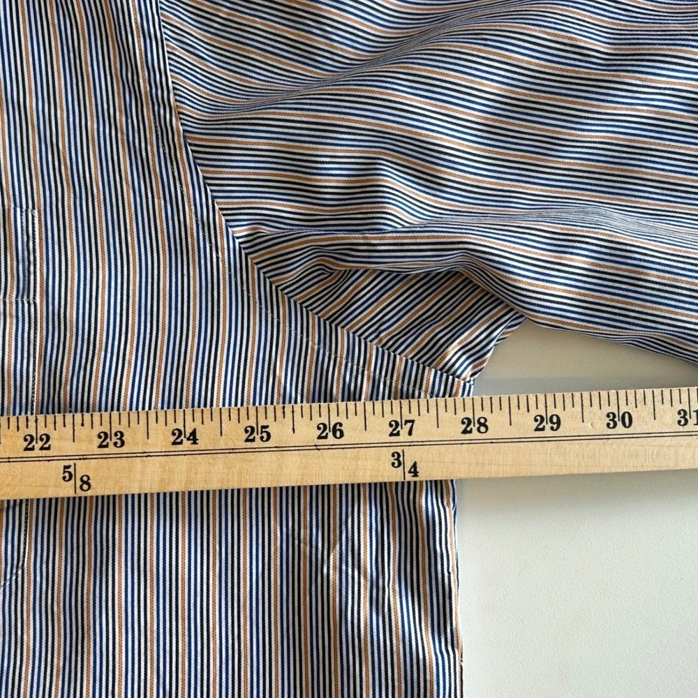 Scott Barber Button Down Shirt Mens XXL‎ Blue Orange Striped Long Sleeve Cotton - Picture 4 of 7